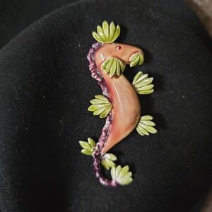Rare Vintage HAR Sea Dragon Brooch Signed Hargo Creations Enamel Figural 1950s